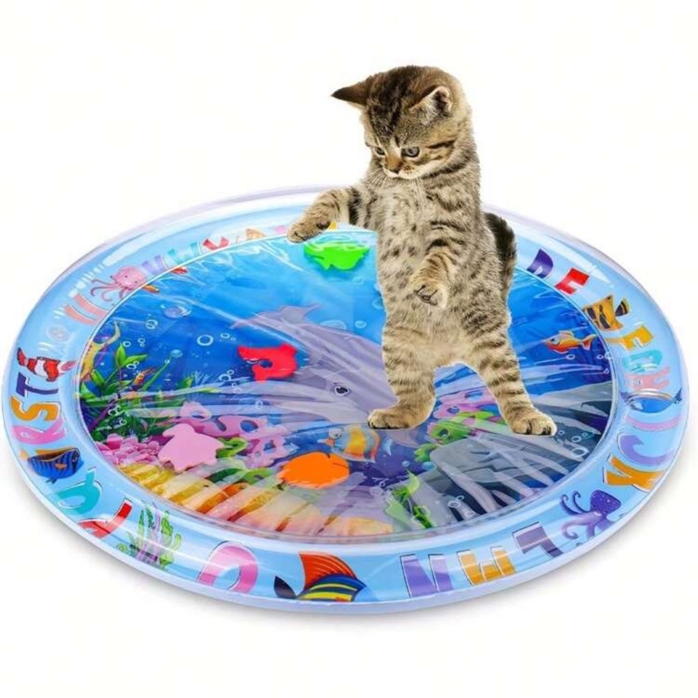 1pc Interactive Water Sensation Cat Play Mat, Boredom Relief PVC Pad Indoor Cats
